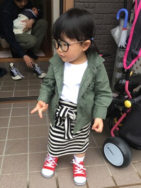 「cache cache（カシュ カシュ）のアイテム」を使った、ayuna.toaさん（キッズ・80cm）の春コーディネート