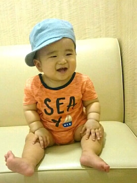 「babyGAP（babyGAP）のベビー/ショートオール（ロンパース、その他）」を使った、おーすけさん（キッズ・80cm）の夏コーディネート