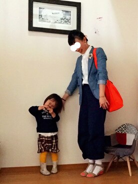 「アイテム（トートバッグ、オレンジ系）」を使った、まいさん（レディース・160cm）の春コーディネート