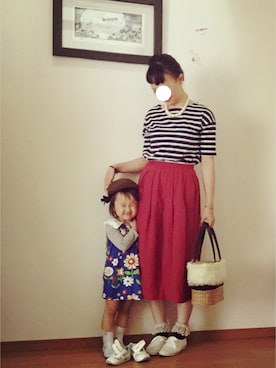 「chambre de charme（シャンブルドゥシャーム）のアイテム」を使った、まいさん（キッズ・100cm）の春コーディネート