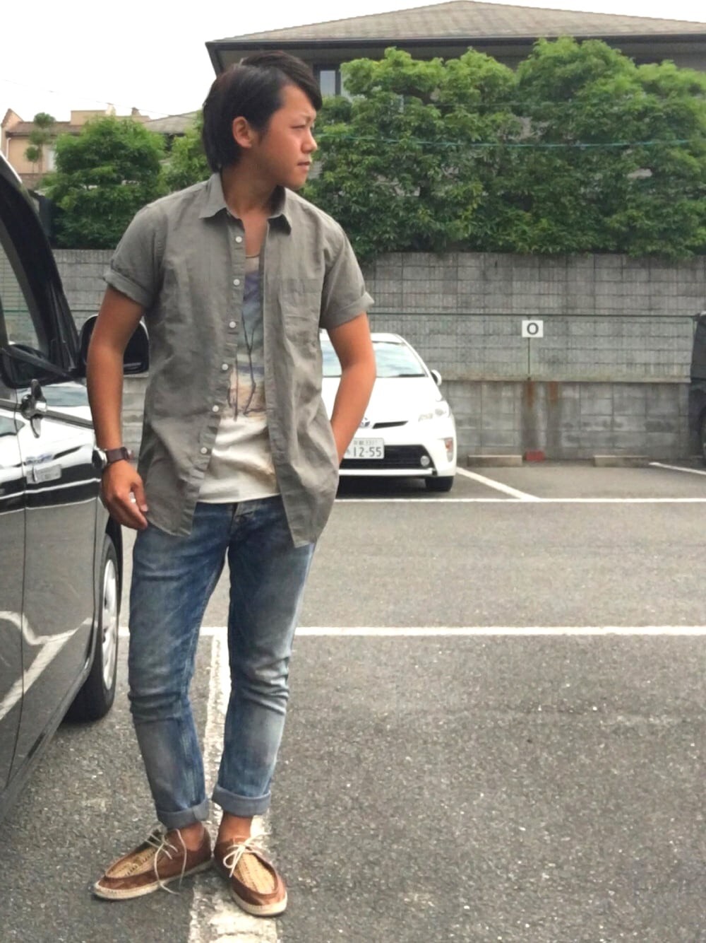 「夏コーデ、リゾートスタイル、大人コーデ、ZARA、カーキ、goa、ユニクロ」｜「UNIQLOのアイテム（シャツ/ブラウス、グリーン系）」を使った、masAさん（メンズ・168cm）の夏コーディネートの1枚目の写真