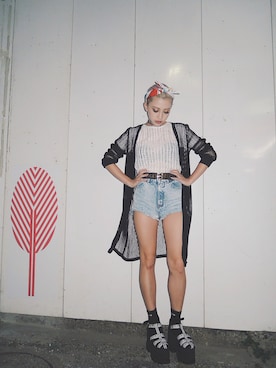 植野有砂さん（レディース・160cm）の夏コーディネート