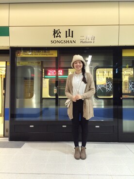 「靴」｜「アイテム（その他アウター）」を使った、Evelynさん（レディース・170cm）の秋コーディネート
