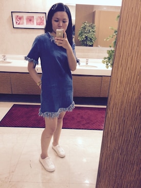 「アイテム（チュニック）」を使った、Evelynさん（レディース・170cm・20代）の秋コーディネート