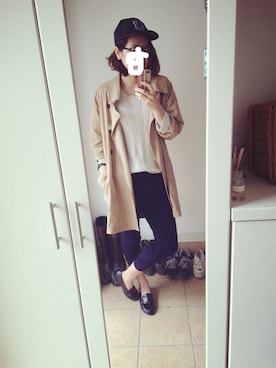 「アイテム（トレンチコート）」を使った、meiさん（レディース・168cm）の春コーディネート