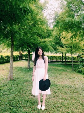 「RAINBOW SHOPのアイテム（スカート）」を使った、敏敏安 MinminAnnさん（レディース・167cm）の夏コーディネート