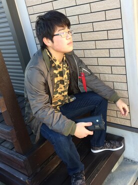 「Alpha Industries（アルファインダストリーズ）のアイテム（ナイロンジャケット）」を使った、leeさん（メンズ・177cm）の冬コーディネート