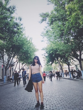 「3CE（3CE）のアイテム（パンツ）」を使った、竹子_Phoebezuuさん（レディース・166cm）の春コーディネート