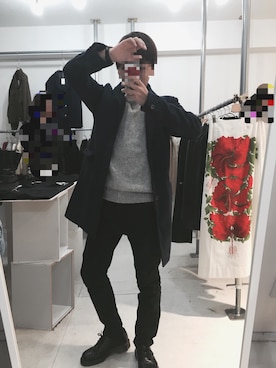 「VIBGYOR（ヴィブジョー）の【VIBGYOR】ストレッチ ツイル 5ポケット チノパンツ／ストレッチスキニーパンツ/デニムパンツ(BI)（チノパンツ）」を使った、シノミーさん（メンズ・164cm）の秋コーディネート