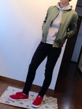 「クリスマス」｜「アイテム（MA-1）」を使った、yusukeさん（メンズ・173cm）の冬コーディネート