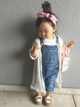 「エコバッグ」｜「アイテム（オールインワン・サロペット）」を使った、uricoooさん（キッズ・70cm）の秋コーディネート