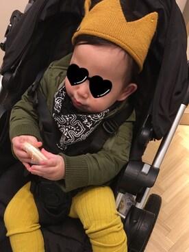 「oeuf doux（ウフ ドゥー）のアイテム」を使った、reeesaaaさん（キッズ・80cm）の冬コーディネート