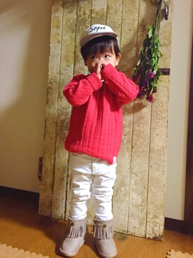 「2歳3ヶ月」｜「アイテム（ニット/セーター）」を使った、reeesaaaさん（キッズ・90cm）の秋コーディネート