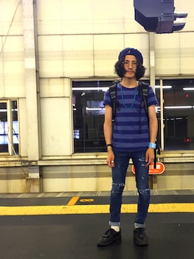 「アイテム（バックパック/リュック、グレー系）」を使った、164164さん（メンズ・169cm）の夏コーディネート