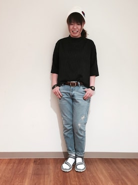 「JUNRED（ジュンレッド）のアイテム（ニットキャップ/ビーニー）」を使った、SHIGEさん（レディース・164cm）の春コーディネート