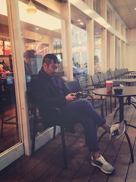 「DRIES VAN NOTEN（ドリスヴァンノッテン）のアイテム（サングラス、ブラック系）」を使った、ターボさん（メンズ）の冬コーディネート