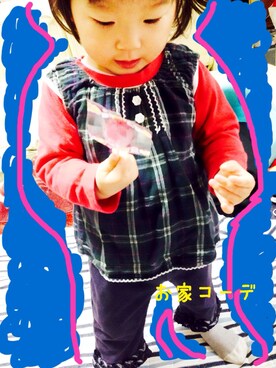 「アイテム（ママ＆ベビー、グリーン系）」を使った、かなさんさん（レディース・152cm）の冬コーディネート