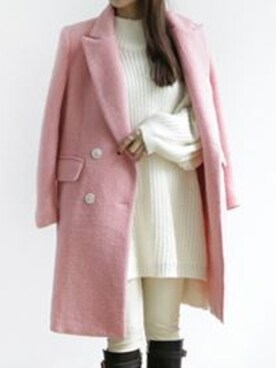 「テーラードコート」｜「アイテム（チェスターコート）」を使った、sakikoさん（レディース・165cm）の冬コーディネート