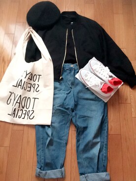 「カンカン帽」｜「アイテム（ブルゾン）」を使った、naさん（レディース・151cm）の秋コーディネート