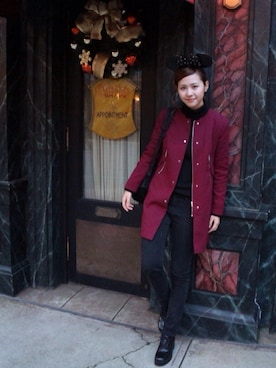 「stradivarius（ストラディバリウス）のアイテム（ノーカラージャケット）」を使った、sonoさん（レディース・167cm）の冬コーディネート