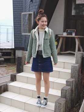 「Lee（リー）のアイテム（その他アウター）」を使った、sonoさん（レディース・167cm）の冬コーディネート
