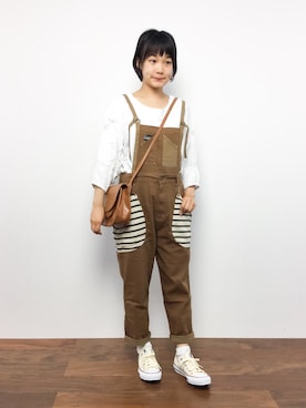 「チャイハネ（チャイハネ）のアイテム（サロペット/オーバーオール）」を使った、372☺︎さん（レディース・154cm）の秋コーディネート