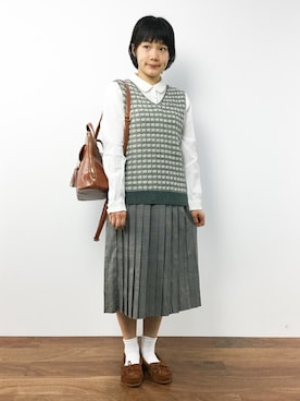 「Factor=（ファクターイコール）のアイテム（スカート）」を使った、372☺︎さん（レディース・154cm）の秋コーディネート
