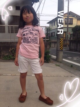 「アイテム（モカシン/デッキシューズ）」を使った、◡̈*✧Rikky◡̈⃝☆*ﾟさん（キッズ・127cm）の夏コーディネート