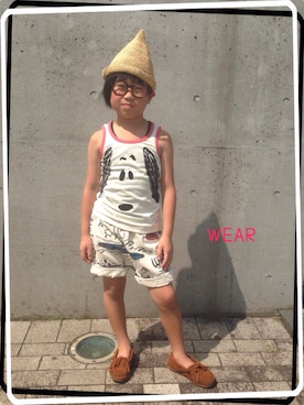 「アイテム（モカシン/デッキシューズ）」を使った、◡̈*✧Rikky◡̈⃝☆*ﾟさん（キッズ・127cm）の夏コーディネート