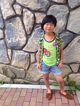 「アイテム（モカシン/デッキシューズ）」を使った、◡̈*✧Rikky◡̈⃝☆*ﾟさん（キッズ・127cm）の夏コーディネート