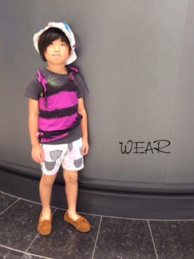 「アイテム（モカシン/デッキシューズ）」を使った、◡̈*✧Rikky◡̈⃝☆*ﾟさん（キッズ・127cm）の夏コーディネート
