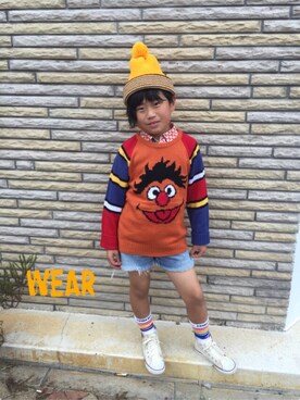 「One deux boo（ワンドゥーブー）のアイテム（レッグウェア）」を使った、◡̈*✧Rikky◡̈⃝☆*ﾟさん（キッズ・127cm）の秋コーディネート