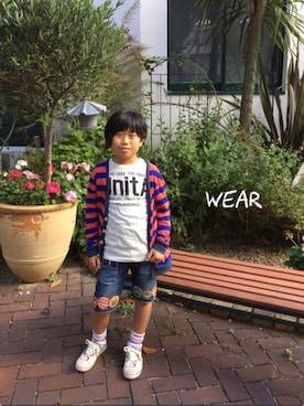 「One deux boo（ワンドゥーブー）のアイテム（スニーカー）」を使った、◡̈*✧Rikky◡̈⃝☆*ﾟさん（キッズ・127cm）の秋コーディネート
