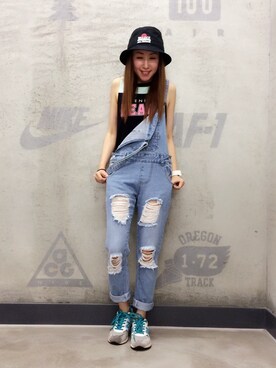 「FOREVER 21」｜「アイテム（つなぎ/オールインワン）」を使った、littlem_mtさん（レディース・153cm）の夏コーディネート