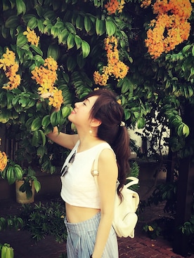 「travel」｜「アイテム（タンクトップ）」を使った、littlem_mtさん（レディース・153cm）の夏コーディネート