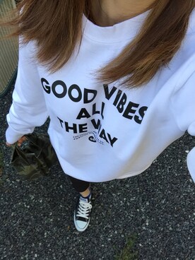 「H&M（エイチ・アンド・エム）のアイテム（スウェット、ホワイト系）」を使った、@Kurumi¡!さん（レディース・161cm）の夏コーディネート