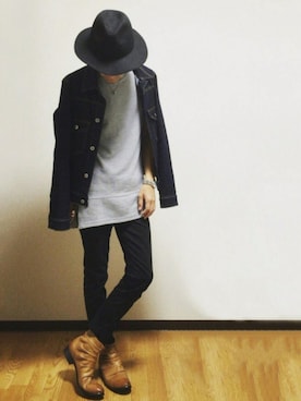 「PLST（プラステ）のアイテム（デニムジャケット）」を使った、Tさん（メンズ・166cm）の秋コーディネート