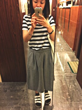「H&M（エイチ・アンド・エム）のアイテム（Tシャツ/カットソー、その他）」を使った、Fion さん（レディース）の夏コーディネート