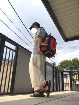 「MALAIKA（マライカ）のアイテム（パンツ）」を使った、かくさん（メンズ・159cm）の夏コーディネート