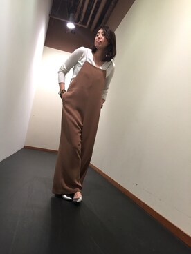 「アイテム（サロペット/オーバーオール、イエロー系）」を使った、Masumi Yamadaさん（レディース・164cm）の春コーディネート
