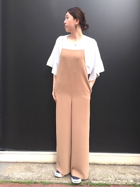 「アイテム（サロペット/オーバーオール、イエロー系）」を使った、Masumi Yamadaさん（レディース・164cm）の春コーディネート