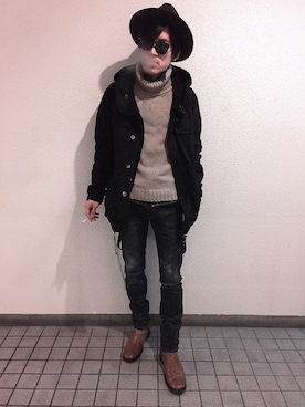 「JOHN LAWRENCE SULLIVAN（ジョンローレンスサリバン）のアイテム（その他）」を使った、白黒つけ太郎さん（メンズ・173cm）の冬コーディネート