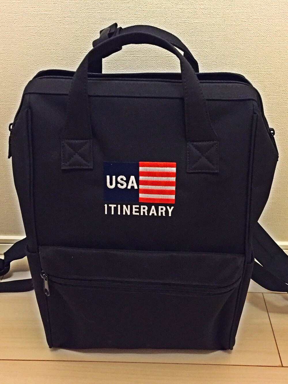 「American style」｜「WEGOのアイテム（バックパック/リュック、ブラック系）」を使った、Nagiさん（レディース・160cm）の春コーディネートの1枚目の写真