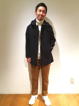「orcival」｜「アイテム（ピーコート）」を使った、fujiwaraさん（メンズ・168cm）の秋コーディネート