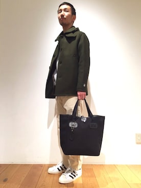 「orcival」｜「アイテム（ピーコート）」を使った、fujiwaraさん（メンズ・168cm）の秋コーディネート