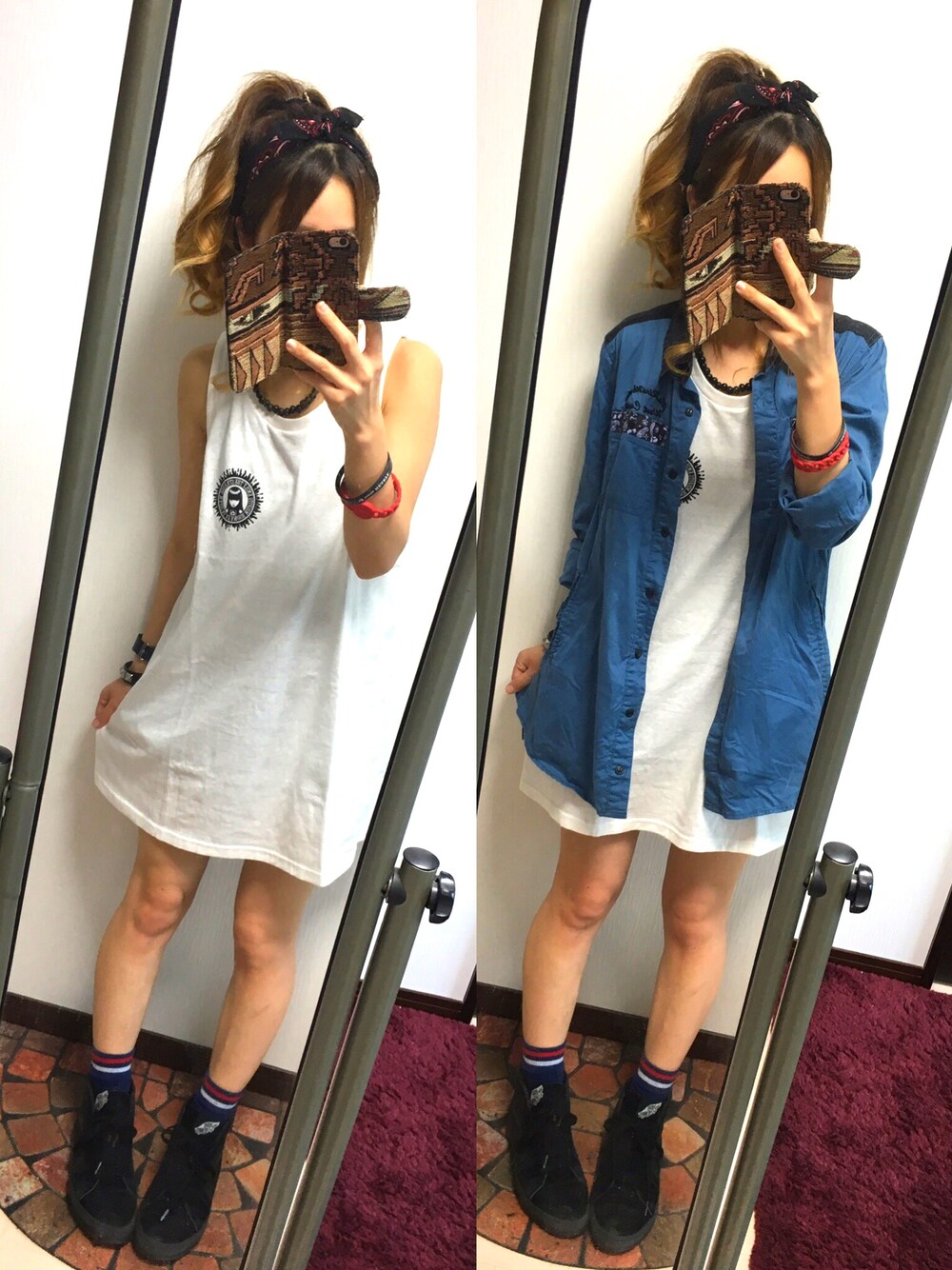 「Deviluse、バンダナ、E hyphen world gallary、MAGICAL MOSH MISFITS、MXMXM、AYAMO、VANS、ライブ、夏」｜「Deviluseのアイテム（ヘアゴム、レッド系）」を使った、wakapiさん（レディース・153cm）の夏コーディネートの1枚目の写真