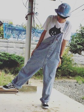 「にゃー」｜「アイテム（オールインワン・サロペット）」を使った、oさん（メンズ・173cm）の秋コーディネート