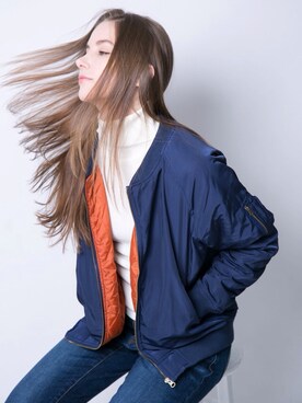 「LOVE」｜「アイテム（ブルゾン）」を使った、NotFMofficialさん（レディース・165cm）の冬コーディネート