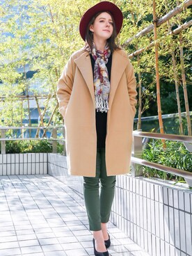 「コーディガン」｜「アイテム（ノーカラージャケット）」を使った、NotFMofficialさん（レディース・165cm）の冬コーディネート
