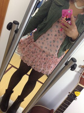 「Honeys（ハニーズ）のアイテム（その他アウター、グリーン系）」を使った、AYUMIさん（レディース・156cm）の秋コーディネート